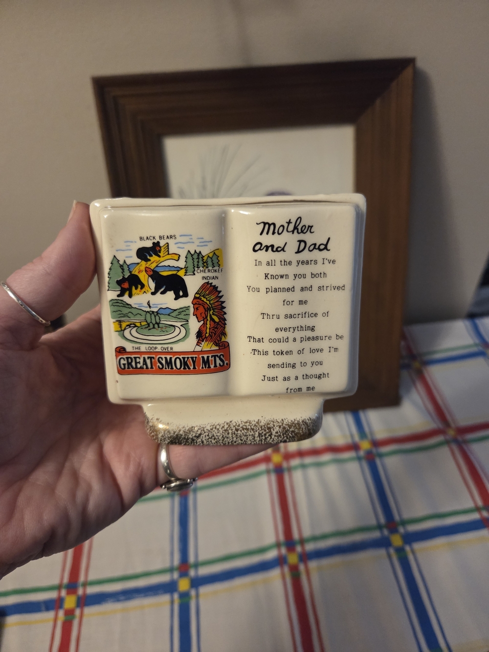 1970S 80S Great Smoky Mountains Mother Dad Gift Wall Pocket 4" X 4"